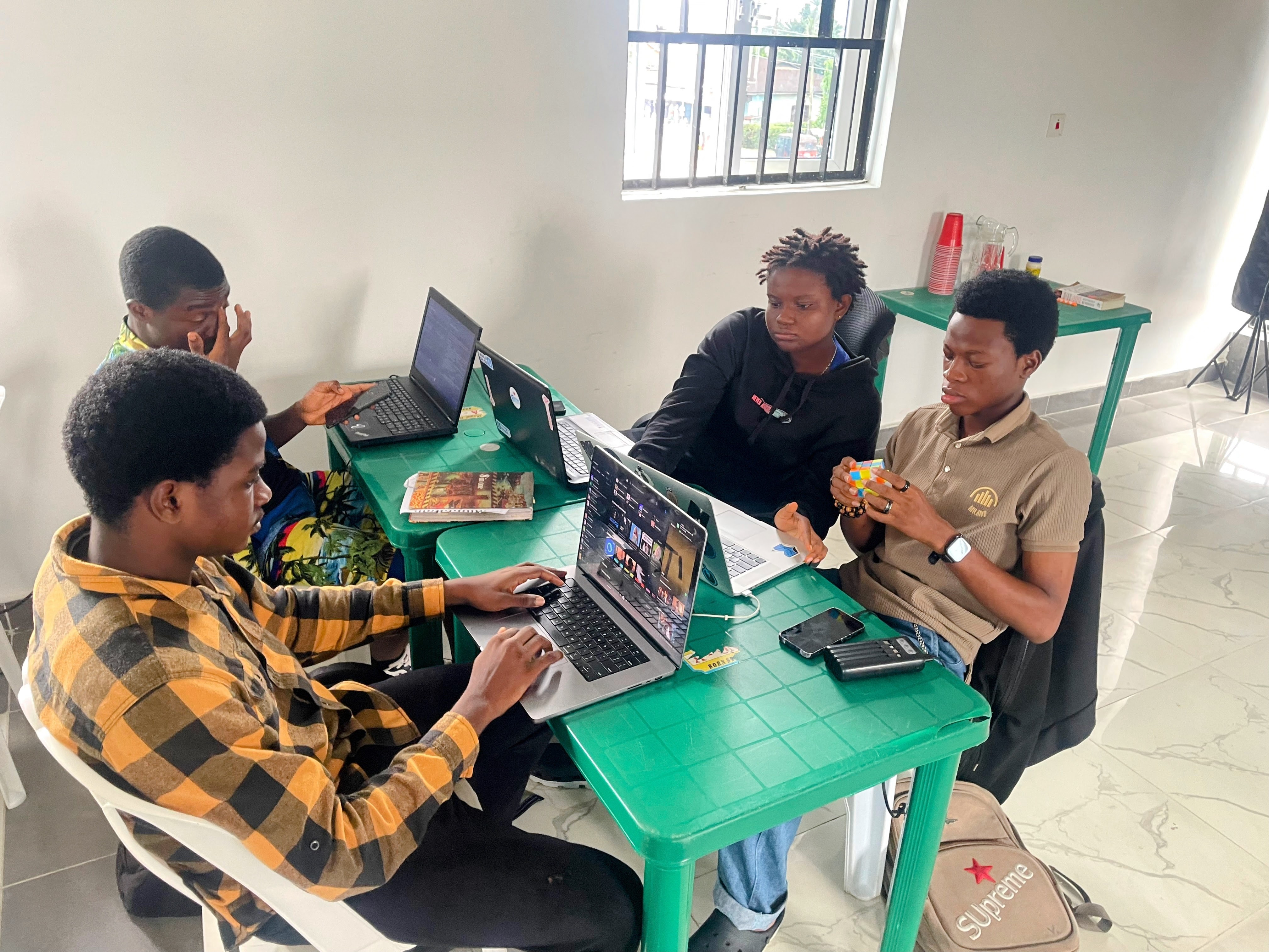 A PY50 student building a real project at Square One in Uyo