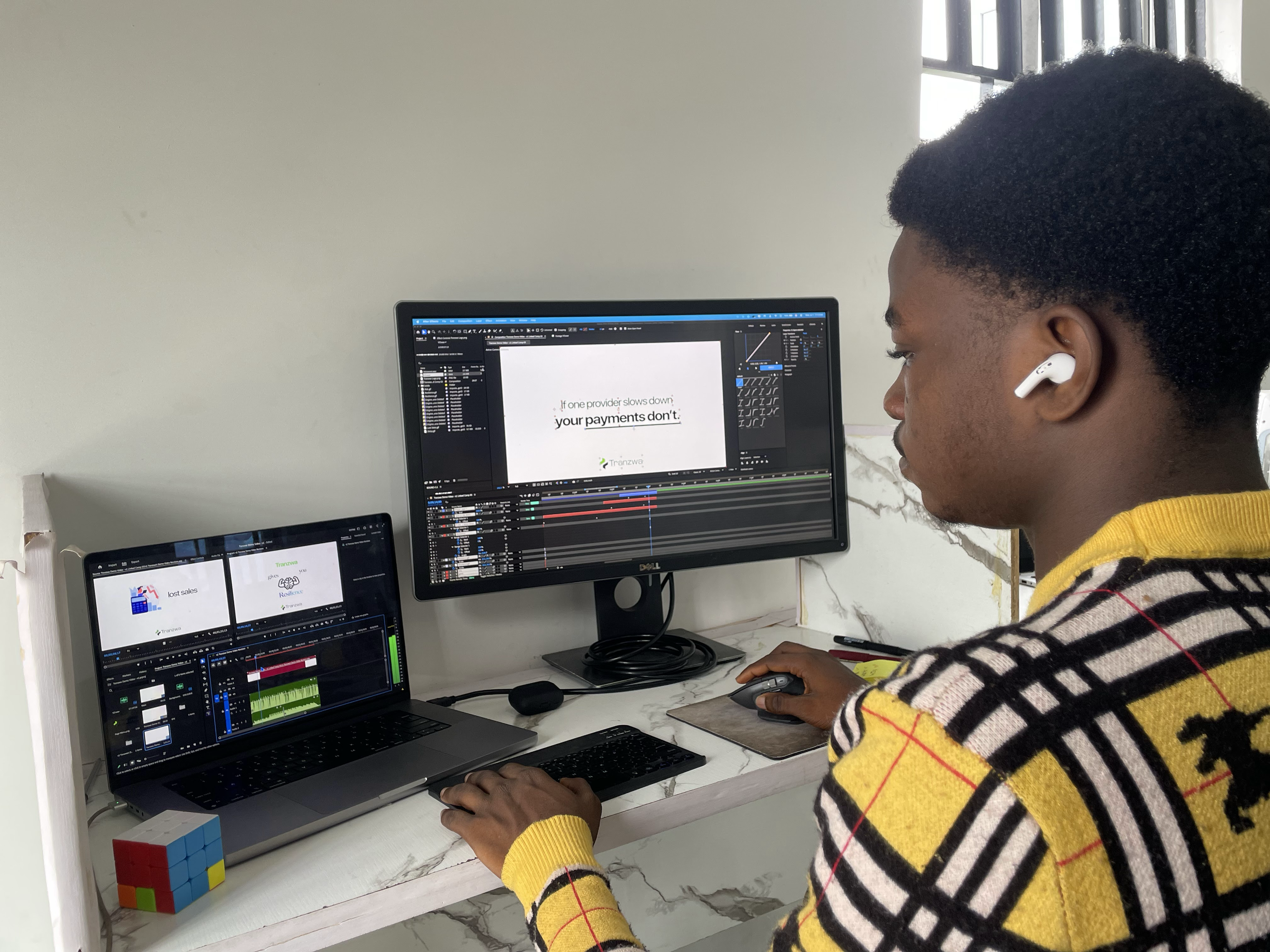 A PY50 alumnus earning through freelance work at Square One in Uyo